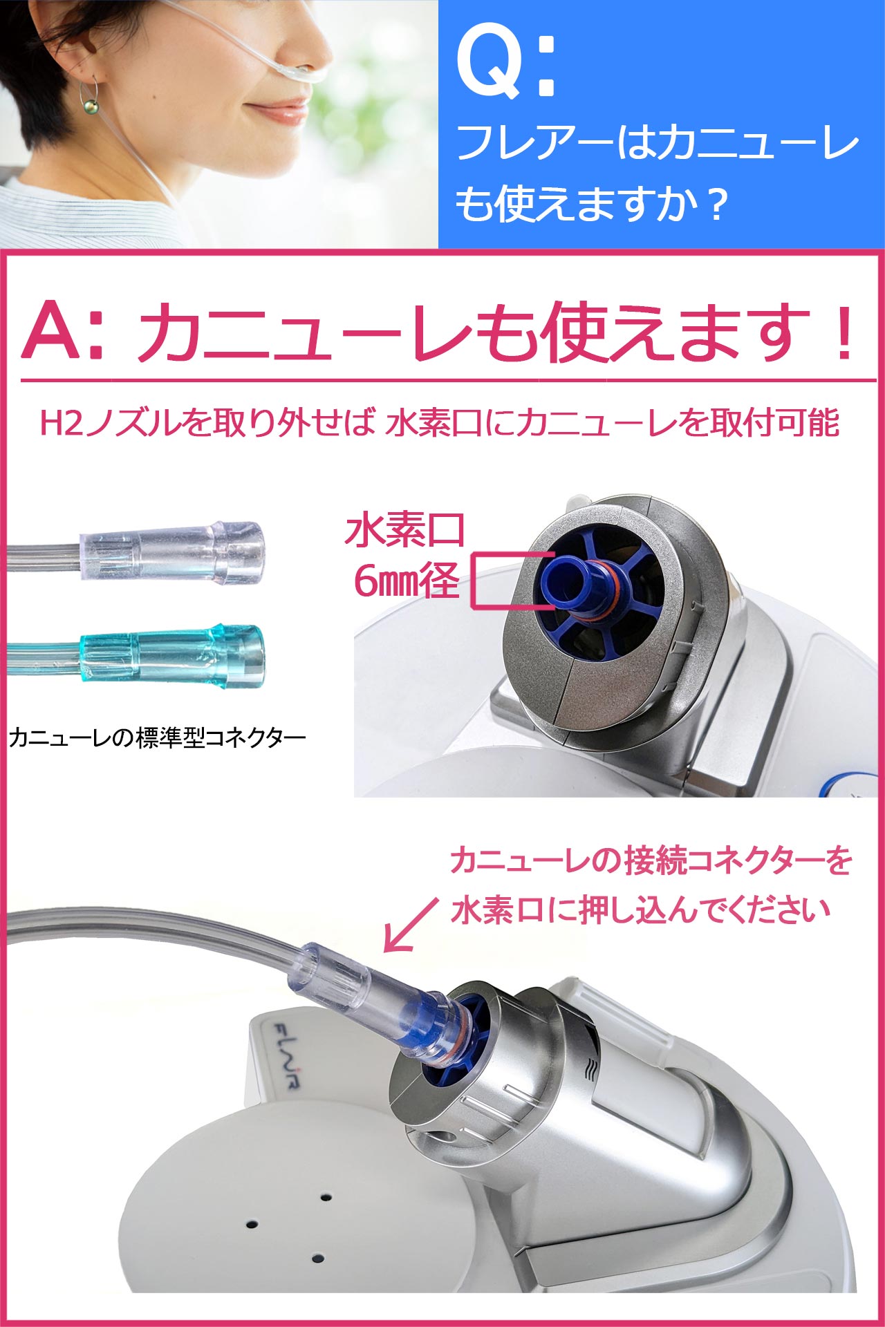 水素エアージェネレーターFLAIRはカニューレも使えます