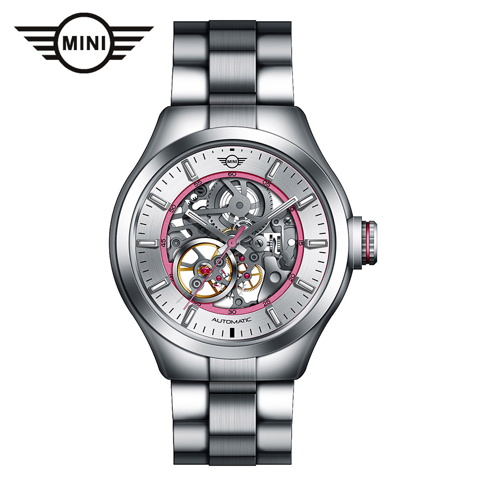 mini161819A_01 MINI AUTOMATIC WATCH SILVER/PINK 161819A