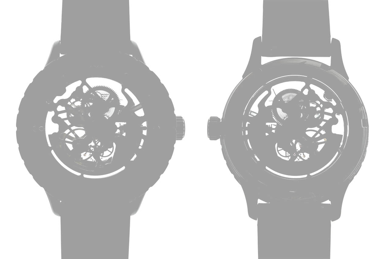 MINIオートマティックウォッチ MA-2 透け感ある自動巻きスケルトンウォッチ