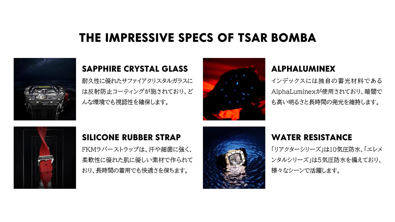 TSAR-BOMBA-specs TSAR BOMBA サーボンバ スペック