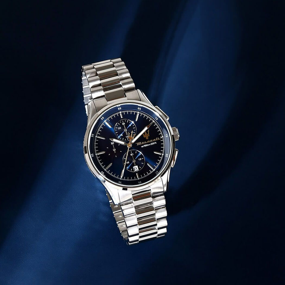 マセラティ ウォッチ ソルパッソ ブルー/シルバー SSブレスレット