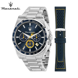 マセラティ ウォッチ メンズ腕時計 ベロチタ ブルー/シルバー + レザーベルトセットR8873652001