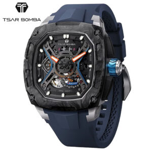 サーボンバ ダークマター メンズ腕時計 ブルー カーボン スケルトン オートマティック