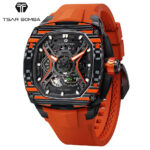 サーボンバ ダークマター メンズ腕時計 オレンジ カーボン スケルトン オートマティック