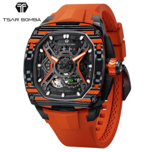 サーボンバ ダークマター メンズ腕時計 オレンジ カーボン スケルトン オートマティック