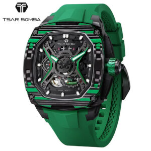 サーボンバ ダークマター メンズ腕時計 グリーン カーボン スケルトン オートマティック